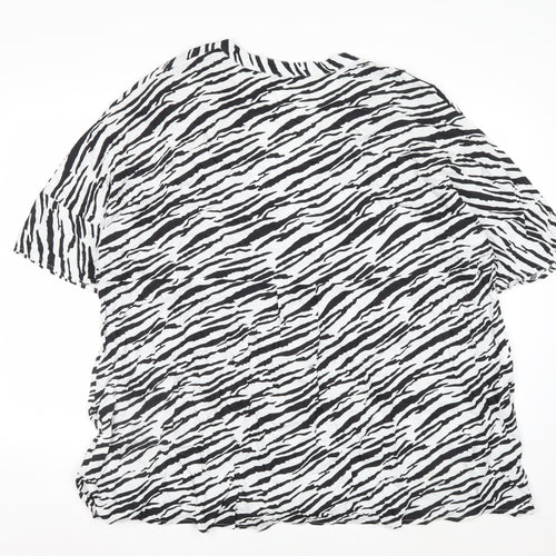 Yours Womens Black White Zebra Print Viscose T-Shirt Size 22
