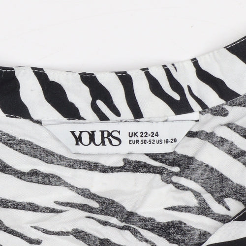 Yours Womens Black White Zebra Print Viscose T-Shirt Size 22