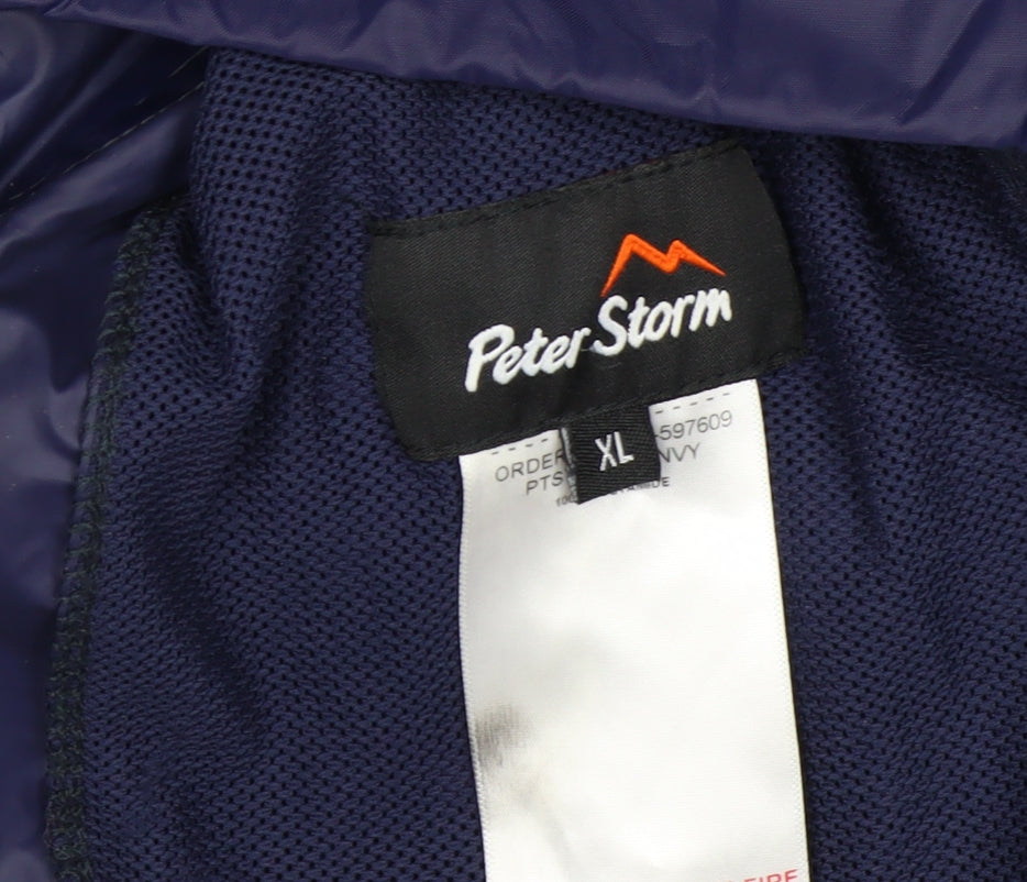 Peter Storm Men’s Blue XL Waterproof Hooded Rain Jacket
