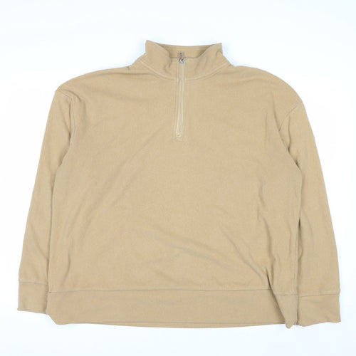 Next Women’s Beige 1/4 Zip Fleece Pullover Sweatshirt Size 18
