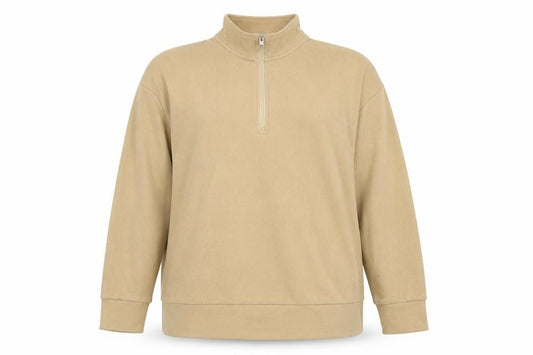 Front view of Next Women’s Beige 1/4 Zip Fleece Pullover Sweatshirt, size UK 18