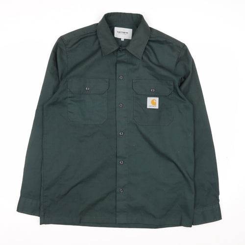Carhartt Men's Green Twill Long Sleeve Button-Up Work Shirt M