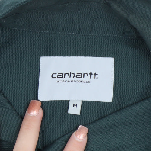 Carhartt Men's Green Twill Long Sleeve Button-Up Work Shirt M