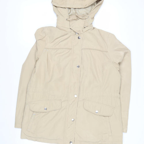 Marks and Spencer Women's Beige Hooded Rain Coat Jacket Size 16