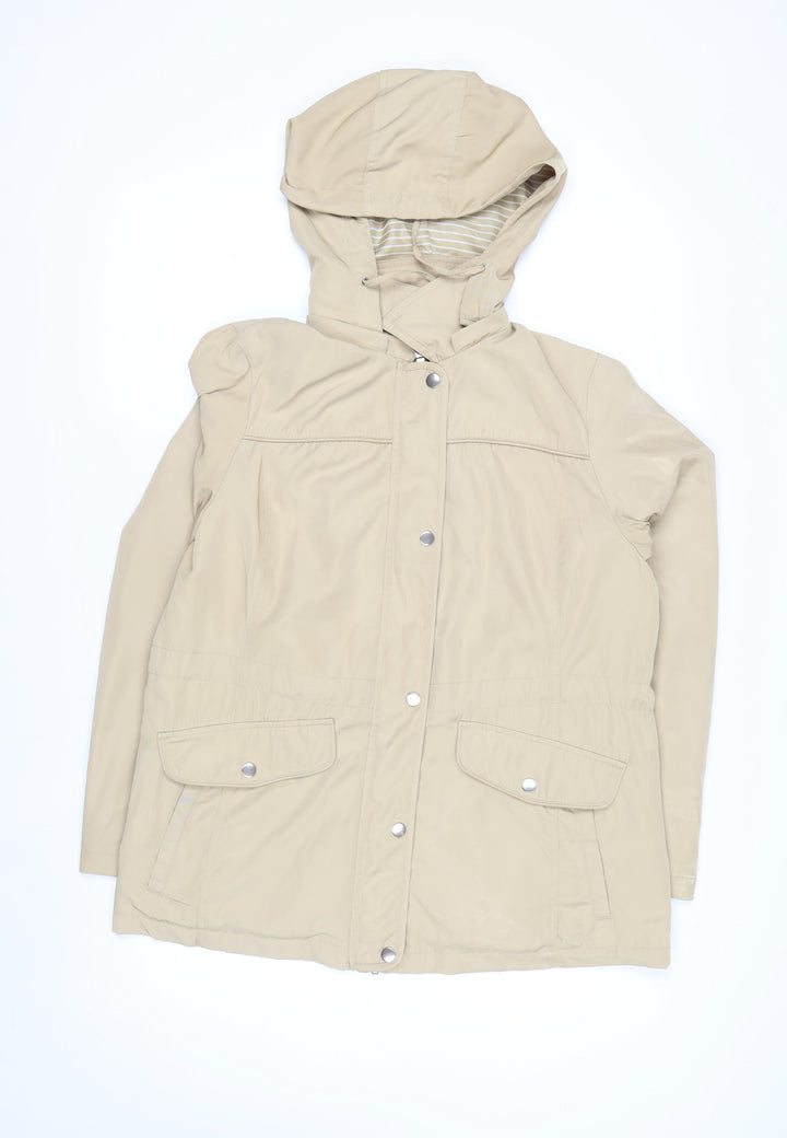Marks and Spencer Women's Beige Hooded Rain Coat Jacket Size 16