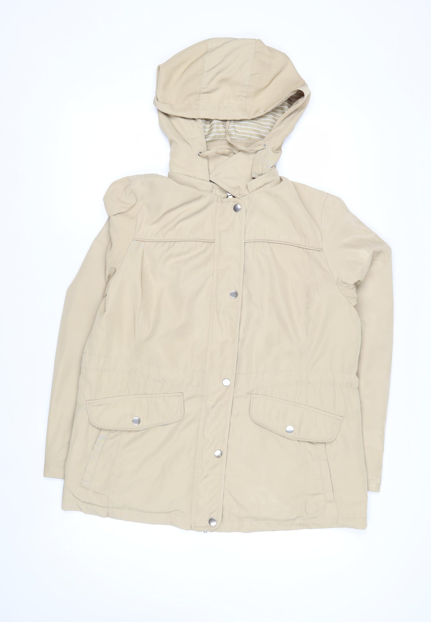 Marks and Spencer Women's Beige Hooded Rain Coat Jacket Size 16