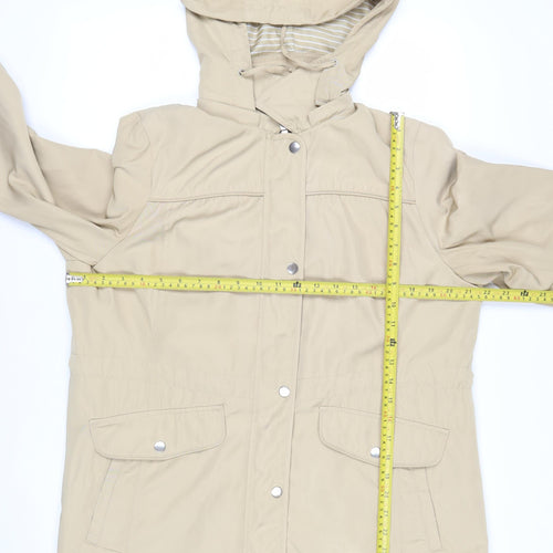 Marks and Spencer Women's Beige Hooded Rain Coat Jacket Size 16