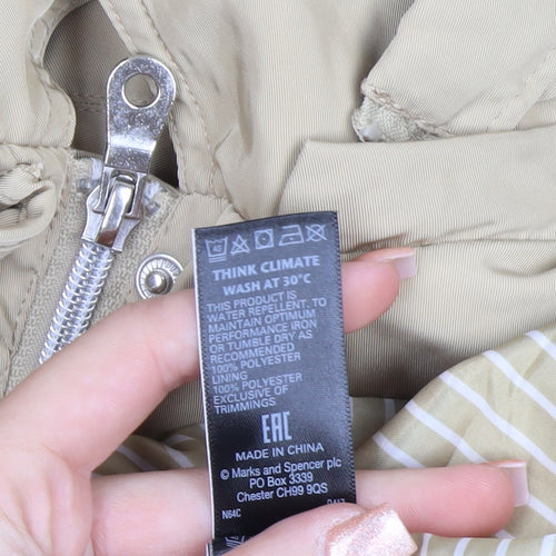 Marks and Spencer Women's Beige Hooded Rain Coat Jacket Size 16
