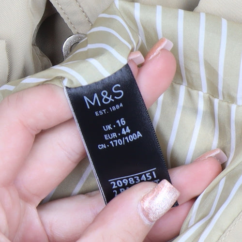 Marks and Spencer Women's Beige Hooded Rain Coat Jacket Size 16