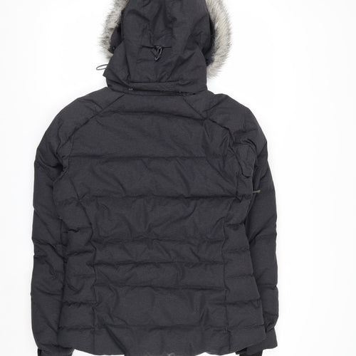 Salomon Women's Black S Waterproof Puffer Ski Jacket with Fur Hood