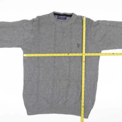 U.S. Polo Assn. Men's Grey Cotton Crew Neck Pullover Jumper L