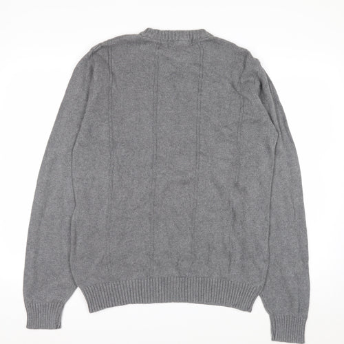 U.S. Polo Assn. Men's Grey Cotton Crew Neck Pullover Jumper L