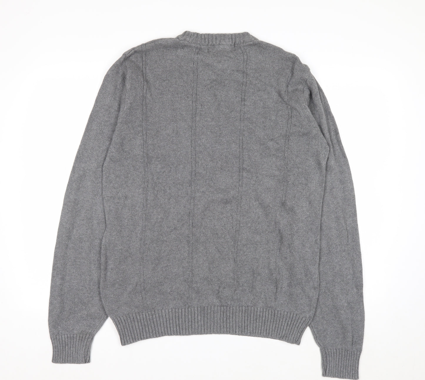 U.S. Polo Assn. Men's Grey Cotton Crew Neck Pullover Jumper L