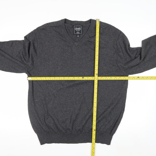 Chaps Men’s Grey Cotton Cashmere V-Neck Pullover Jumper L