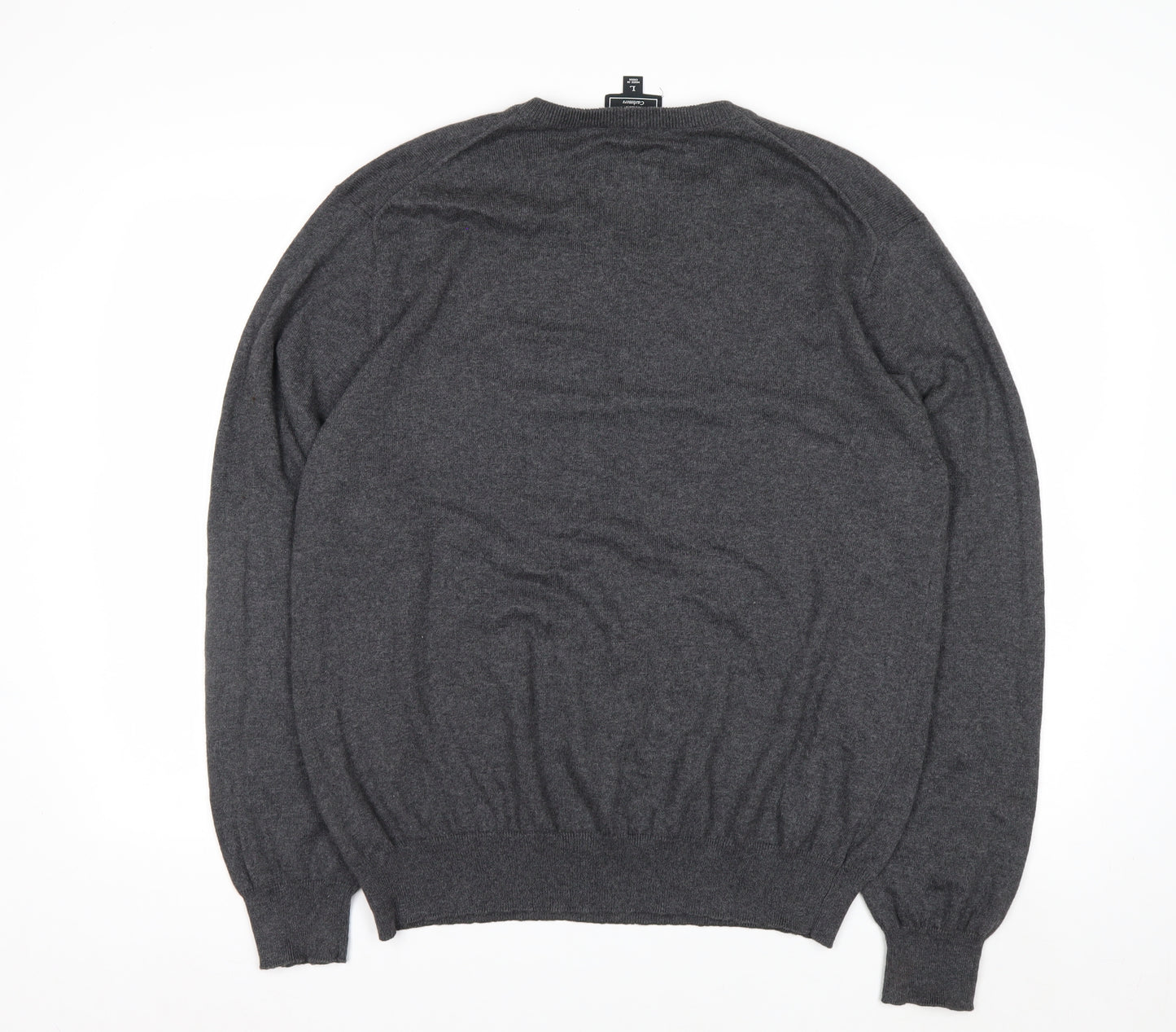Chaps Men’s Grey Cotton Cashmere V-Neck Pullover Jumper L