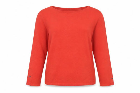 Front view of Talbots Women's Red Medium Boat Neck Knit jumper