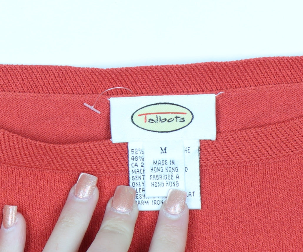 Talbots Women's Red Medium Boat Neck Knit Pullover Jumper