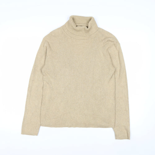 Liz Claiborne Womens Beige Roll Neck Cotton Knit Jumper L