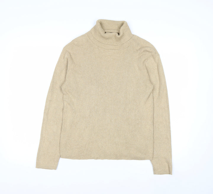 Liz Claiborne Womens Beige Roll Neck Cotton Knit Jumper L