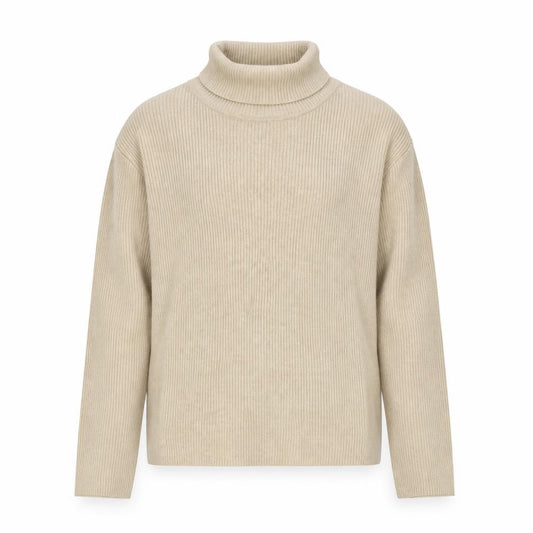 Front view of Liz Claiborne women’s beige roll neck cotton knit jumper l