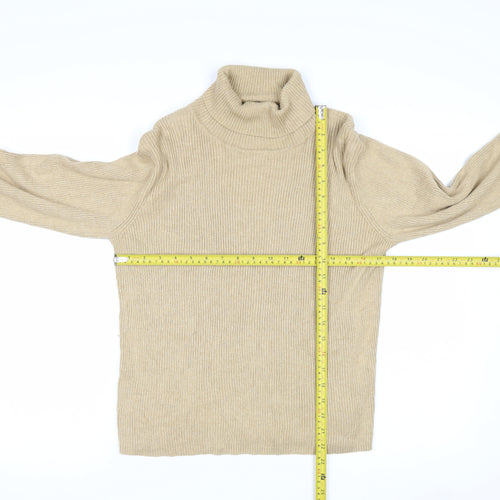 Liz Claiborne Womens Beige Roll Neck Cotton Knit Jumper L