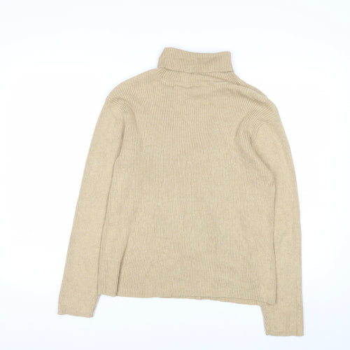 Liz Claiborne Womens Beige Roll Neck Cotton Knit Jumper L