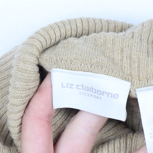 Liz Claiborne Womens Beige Roll Neck Cotton Knit Jumper L
