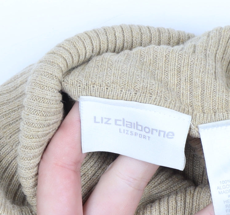 Liz Claiborne Womens Beige Roll Neck Cotton Knit Jumper L