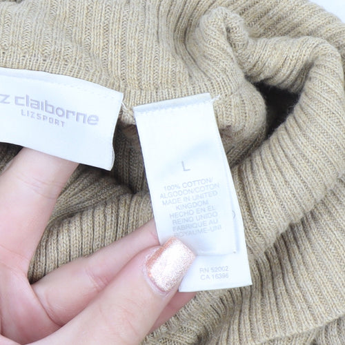 Liz Claiborne Womens Beige Roll Neck Cotton Knit Jumper L