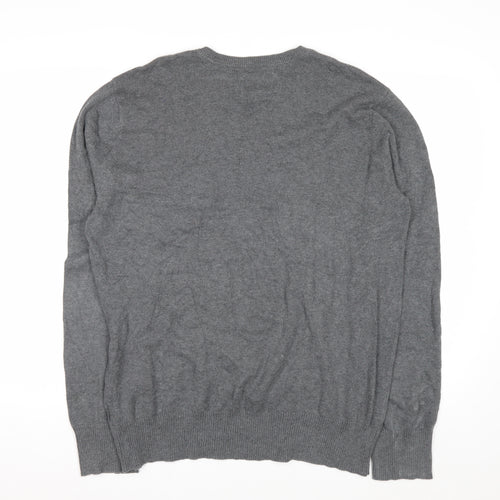 Hurley Men's Grey Cotton V-Neck Pullover Jumper XL