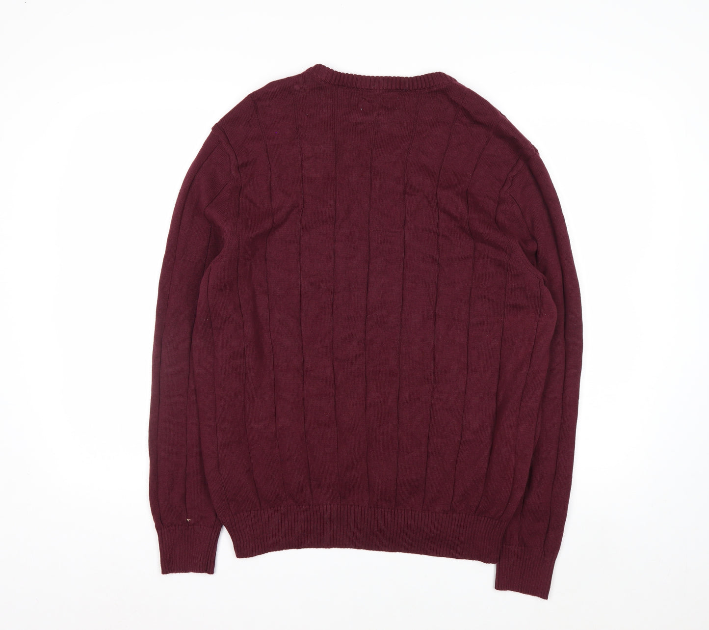 Club Room Men's Red XL V-Neck Cotton Cable Knit Jumper