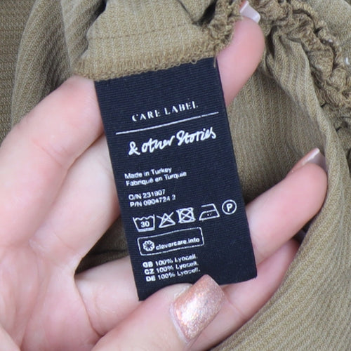 & Other Stories Women Beige Cropped Lyocell Tie Blouse Size 6