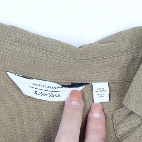 & Other Stories Women Beige Cropped Lyocell Tie Blouse Size 6