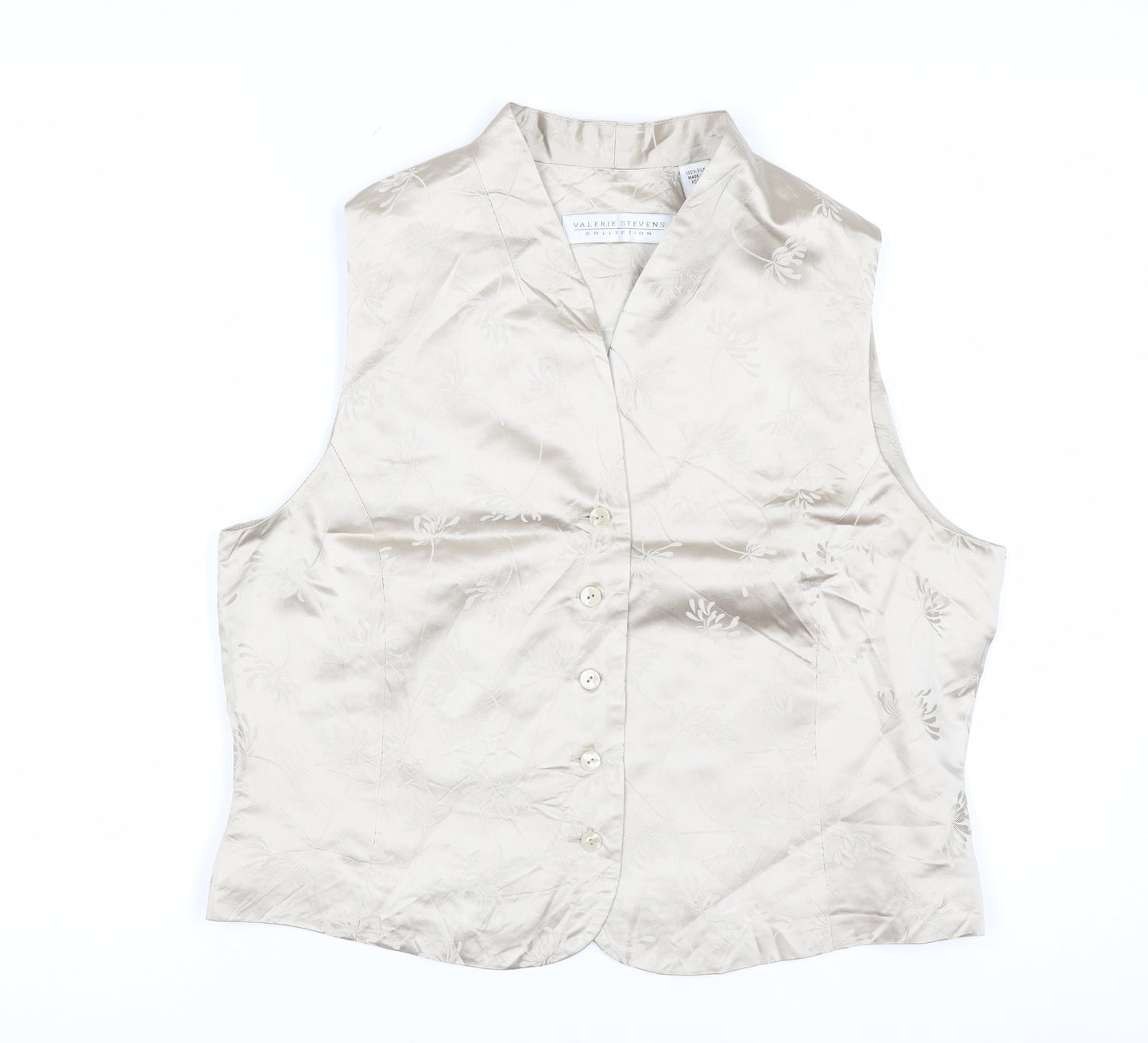 Valerie Stevens Women’s Beige Silk Suit Waistcoat Size 10 Classic Formal