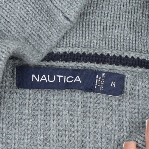 Nautica Men's Grey Cotton Chunky-Knit Shawl Collar Cardigan M