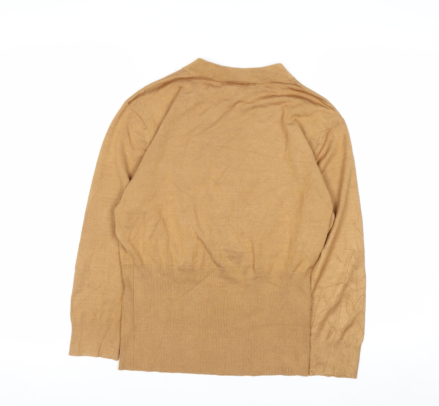 Talbots Women Beige Silk Blend Wrap Jumper L V-Neck Long Sleeve
