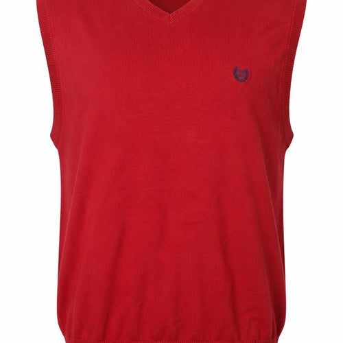 Chaps Men's Red Cotton V-Neck Sleeveless Vest Jumper Size L