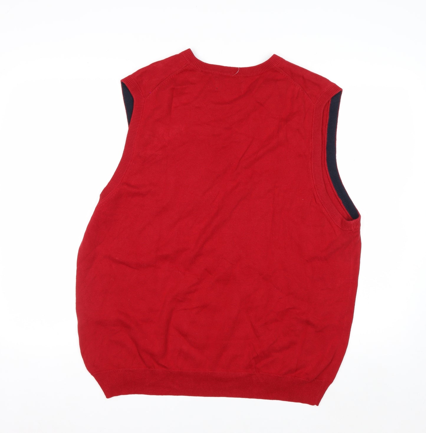 Chaps Men's Red Cotton V-Neck Sleeveless Vest Jumper Size L