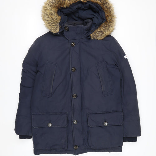 Tommy Hilfiger Men's Blue Hooded Parka Coat Size S