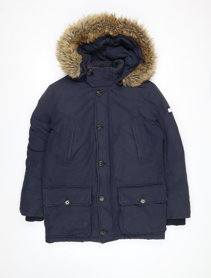Tommy Hilfiger Men's Blue Hooded Parka Coat Size S