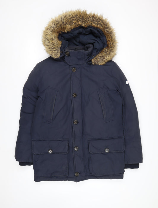 Tommy Hilfiger Men's Blue Hooded Parka Coat Size S