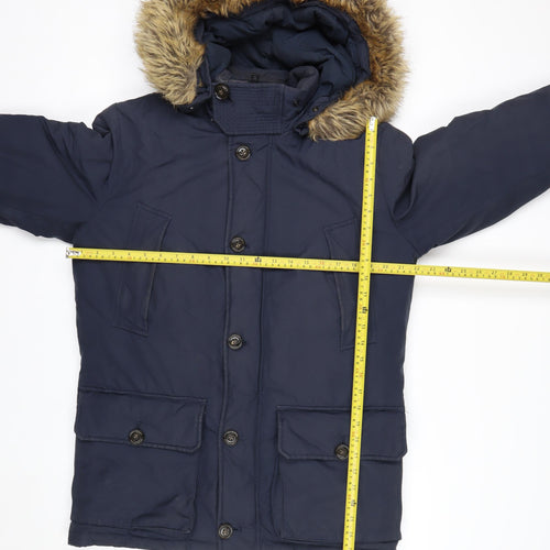 Tommy Hilfiger Men's Blue Hooded Parka Coat Size S