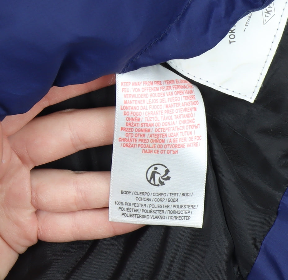 Tokyo Laundry Boys Blue Hooded Puffer Jacket 11-12 Years Winter Zip Coat