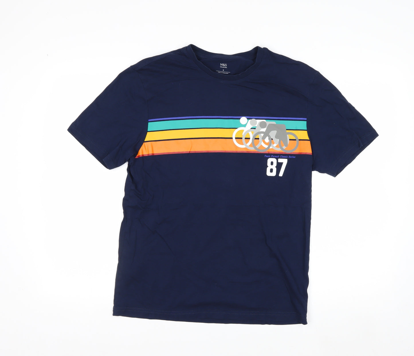 Marks and Spencer Men's Navy Graphic Cycling Print T-Shirt Small
