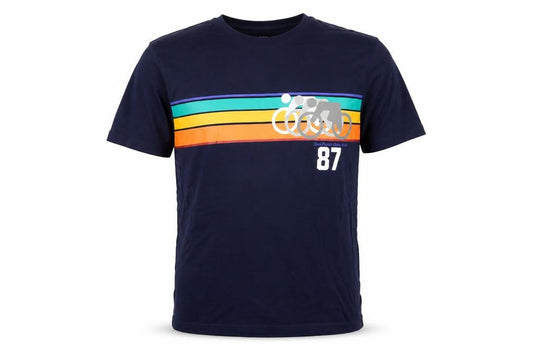 Front view of Marks & Spencer Men's Navy Graphic Cycling Print T-Shirt Small