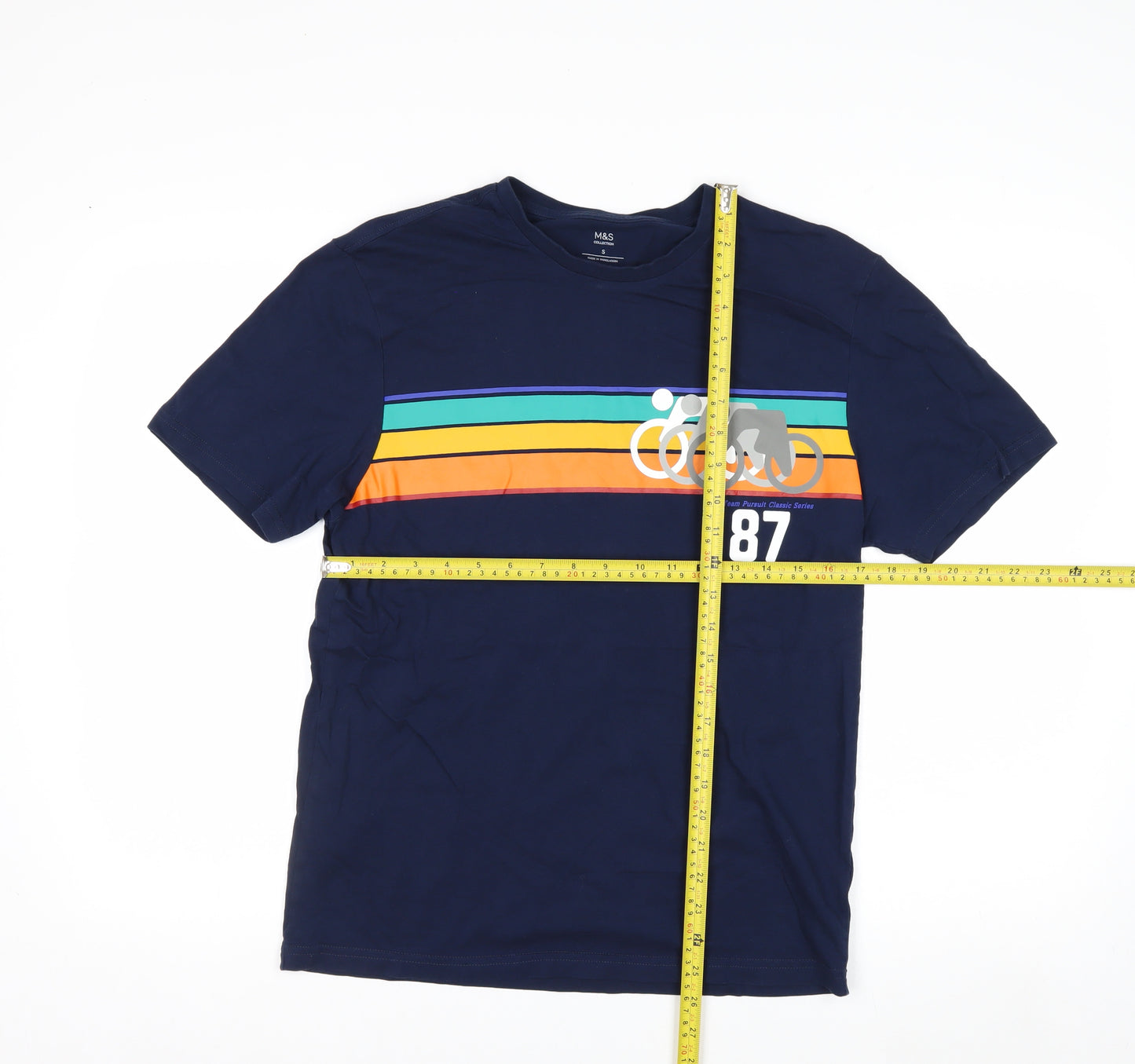 Marks and Spencer Men's Navy Graphic Cycling Print T-Shirt Small