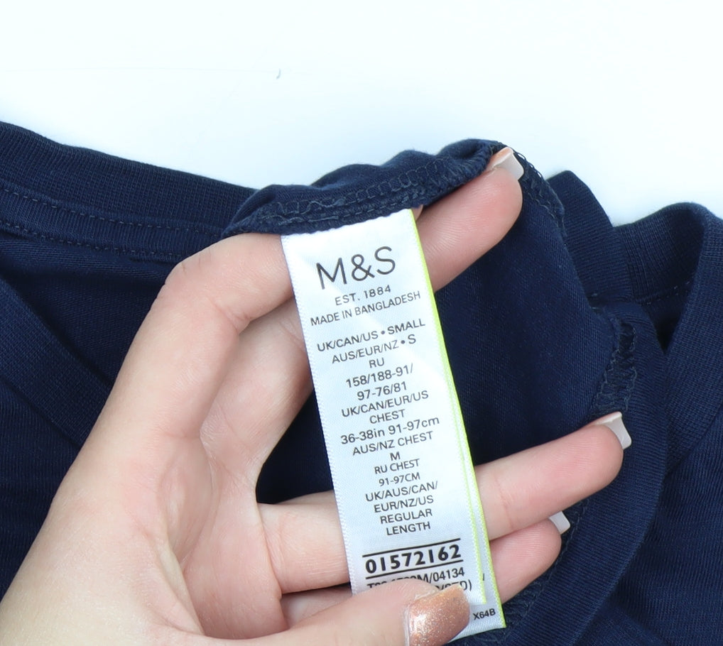 Marks and Spencer Men's Navy Graphic Cycling Print T-Shirt Small