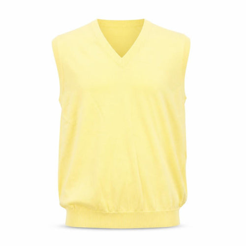 Brooks Brothers Men Yellow Cotton V-Neck Sleeveless Vest M