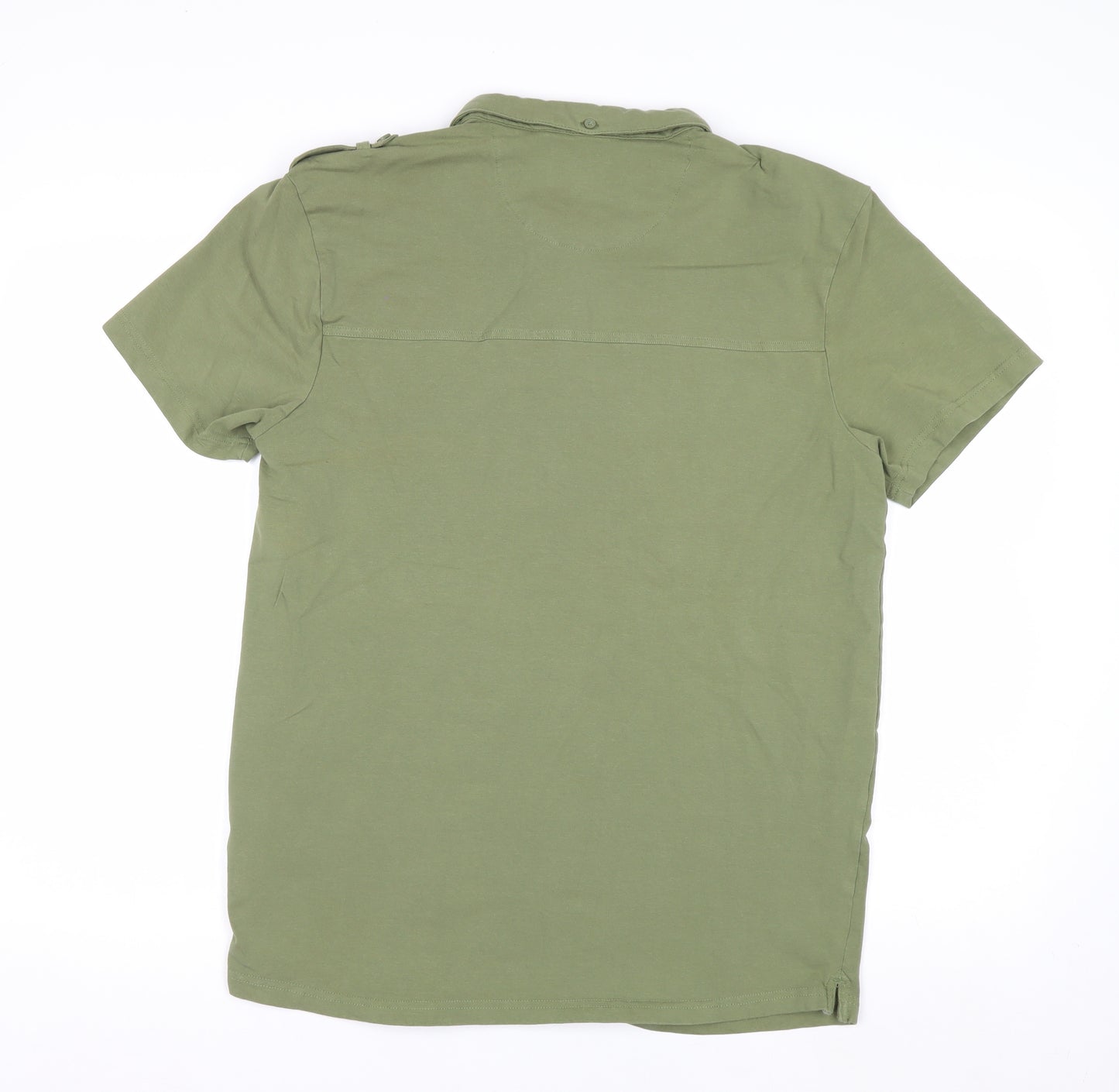 Firetrap Men's Green XL Henley Button-Up Short Sleeve Casual Shirt