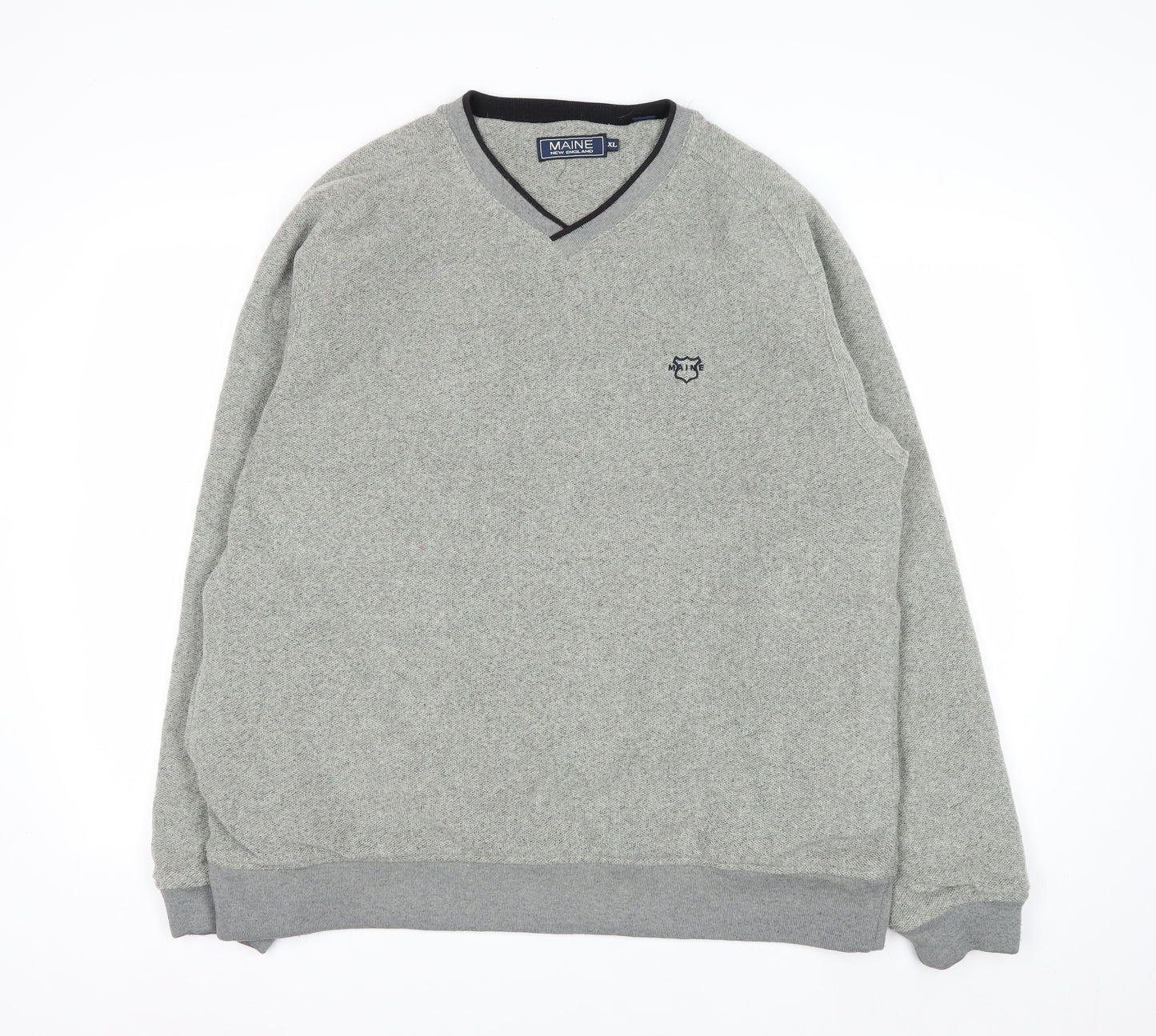 Maine New England Men's Grey V-Neck Fleece Sweatshirt XL